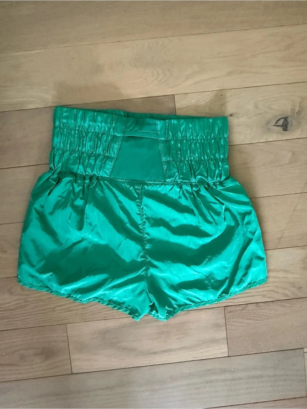 Free People Emerald Green Smocked-Waist Athletic Shorts - Picture 3 of 5